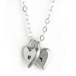 Emily Rosenfeld Tiny Hearts Charm Necklace with Hebrew Initial