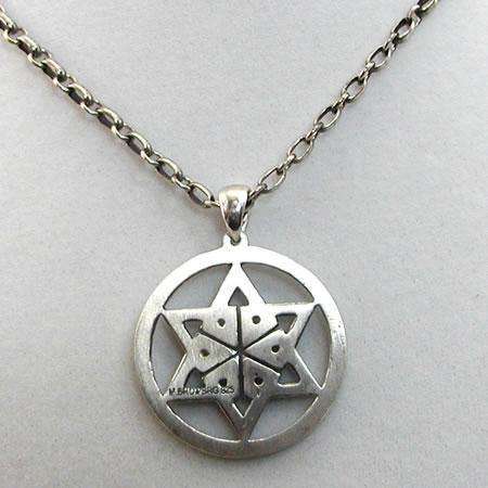Michael Bromberg Sterling Silver Priestly Blessing Star of David Necklace