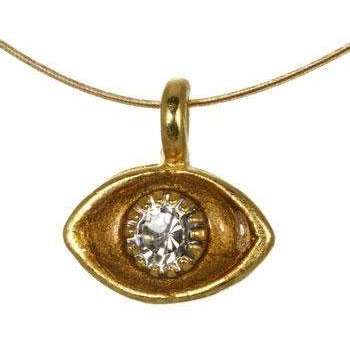 Michal Golan Crystal, Amber and Gold Evil Eye Pendant Necklace