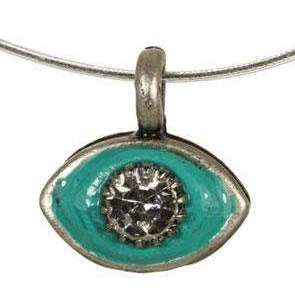 Michal Golan Crystal and Teal Evil Eye Pendant Necklace