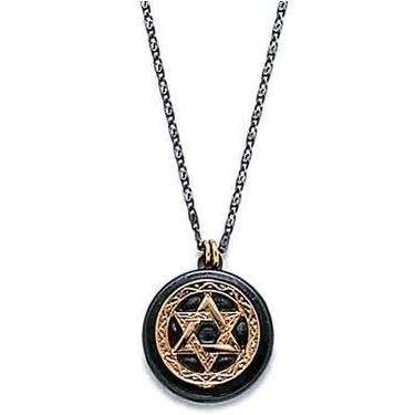 Michal Golan Gold and Black Jewish Star Necklace