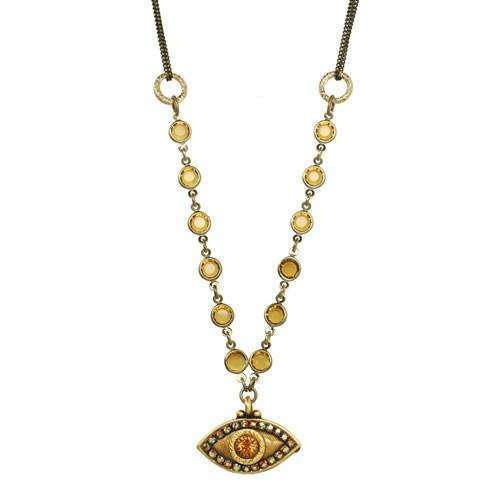 Michal Golan Gold and Copper Evil Eye Beaded Necklace