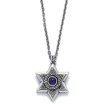 Michal Golan Gold Layered Star of David with Purple Crystal
