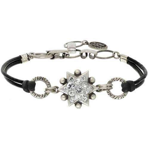 Michal Golan Leather Bracelet with Silver Star of David