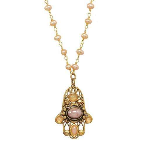 Michal Golan Rose and Gold Hamsa Necklace