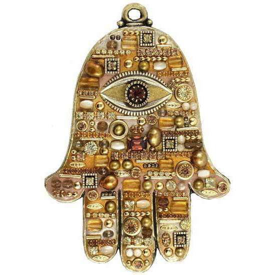 Michal Golan Topaz and Mother of Pearl Wall Hamsa