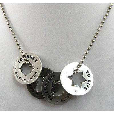 Whitney Howard Blessing Ring Necklace - Happiness, Friendship, L’Chaim, Journey