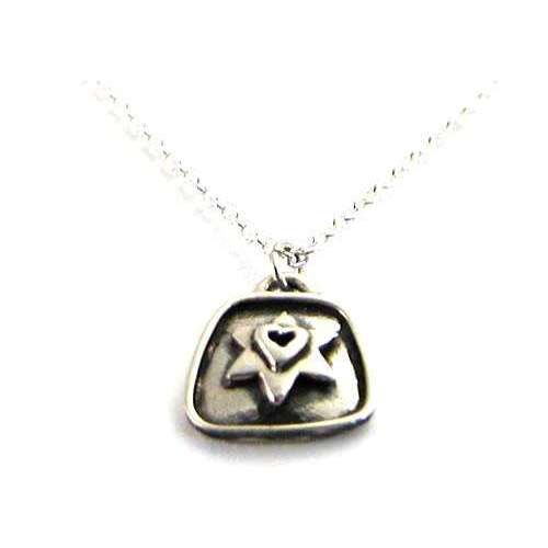 Aimee Golant Sterling Silver Star of David and Heart Necklace