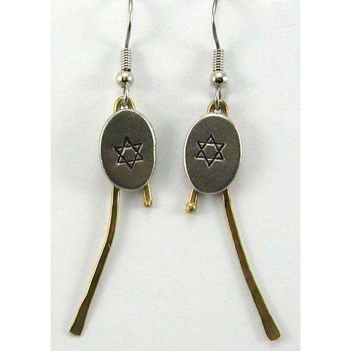 Darrel’s Designs Oval Star of David Earrings on Brass Branches