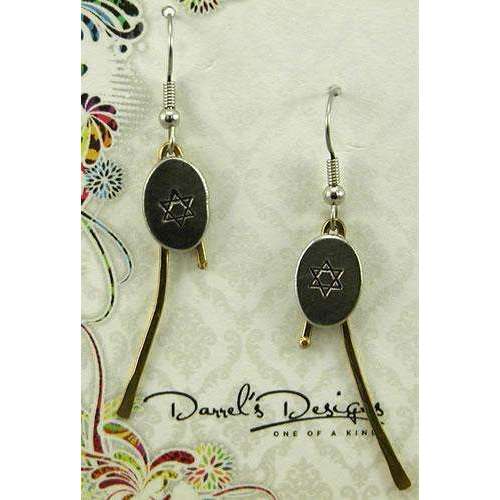 Darrel’s Designs Oval Star of David Earrings on Brass Branches