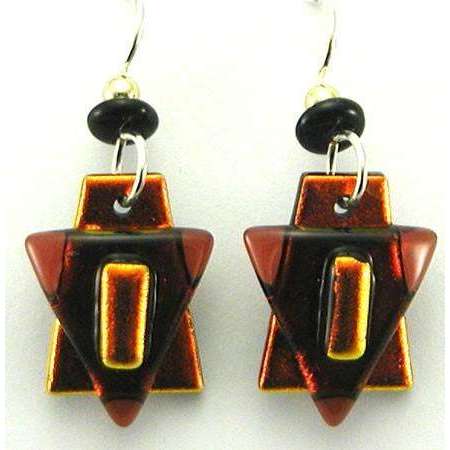 DeVeer Designs Rich Iridescent Copper Star of David Earrings