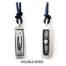 Emily Rosenfeld Double-Sided Necklace with Star of David and Oxidized Shin