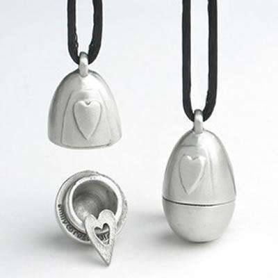 Emily Rosenfeld Pewter Heart Egg Pendant