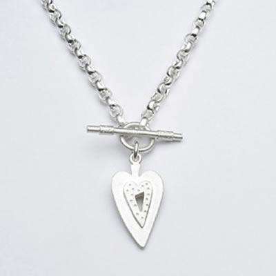 Emily Rosenfeld Sterling Silver Elongated Heart Toggle Necklace