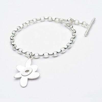 Emily Rosenfeld Sterling Silver Flower Charm Bracelet