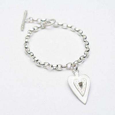 Emily Rosenfeld Sterling Silver Heart Charm Bracelet