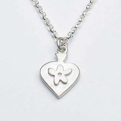 Emily Rosenfeld Sterling Silver Heart with Flower Necklace