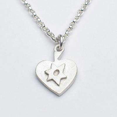 Emily Rosenfeld Sterling Silver Heart with Star of David Necklace