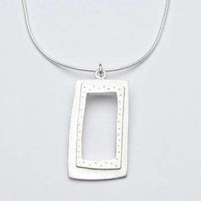 Emily Rosenfeld Sterling Silver Open Rectangle Necklace