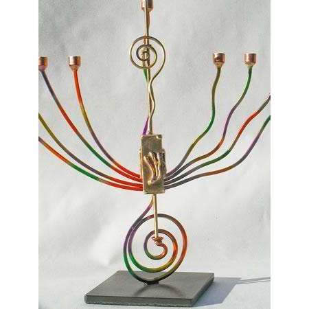Infinity Art in Metal Colorful Swirls Menorah Dreidel