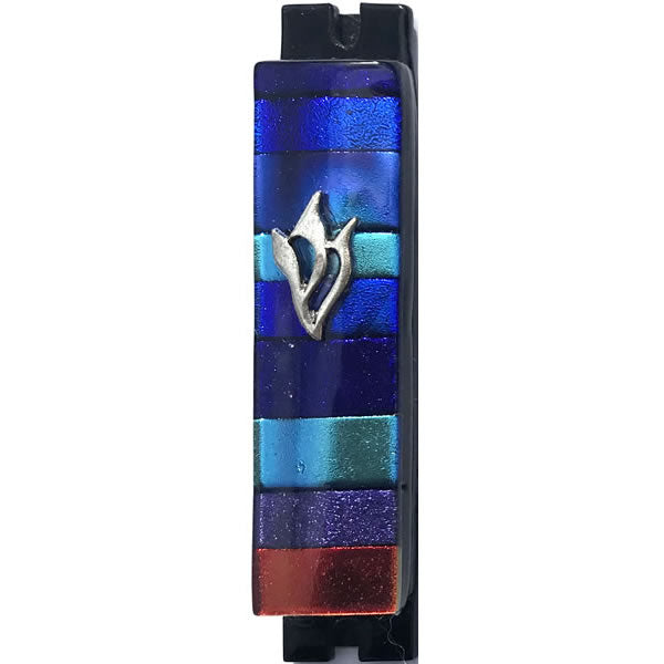 Daryl Cohen Glass Design Blue, Aqua, Purple, Red Mezuzah