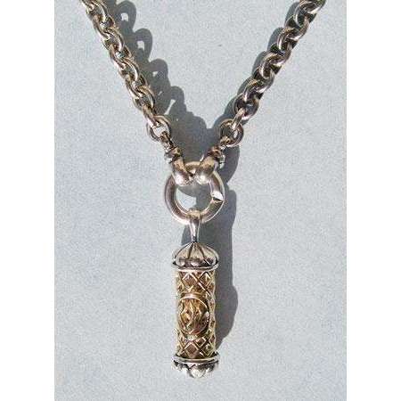 Michael Bromberg Men’s Mezuzah Pendant Necklace in Silver and 14K Gold with Ring