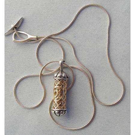 Michael Bromberg Silver and Gold Mezuzah Necklace