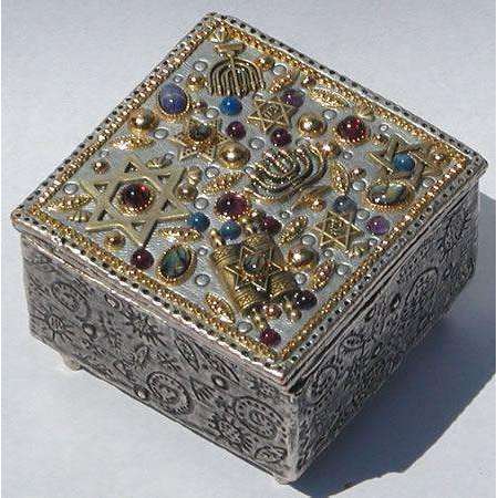 Michal Golan Abalone, Amethyst, Garnet Decorative Box