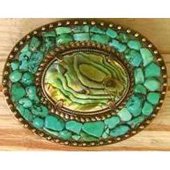 Michal Golan Abalone and Turquoise Belt Buckle