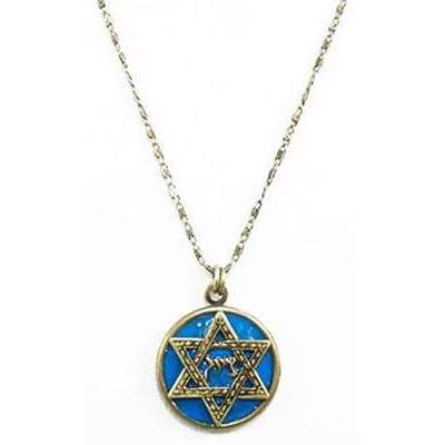 Michal Golan Bright Blue Jewish Star Necklace
