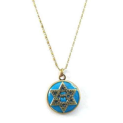 Michal Golan Bright Blue Jewish Star Necklace