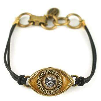 Michal Golan Crystal and Gold Evil Eye Charm Bracelet