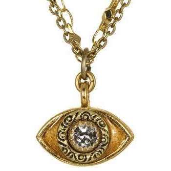 Michal Golan Crystal and Gold Evil Eye Charm Necklace