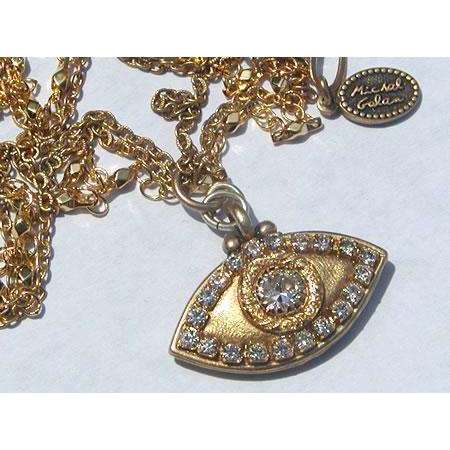 Michal Golan Crystal and Gold Evil Eye Necklace