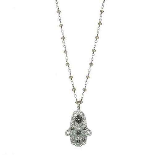 Michal Golan Crystal and Silver Hamsa Necklace