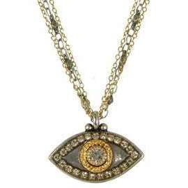 Michal Golan Crystal, Gold and Silver Evil Eye Pendant Necklace