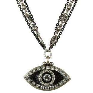 Michal Golan Crystal, Silver and Black Evil Eye Pendant Necklace