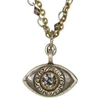 Michal Golan Crystal, Silver and Gold Evil Eye Charm Necklace