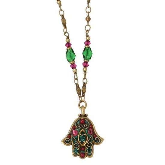 Michal Golan Deep Green and Magenta Necklace