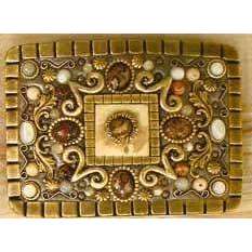 Michal Golan Fresh Water Pearls, Mother of Pearl and Swarovski Crystal Belt Buckle