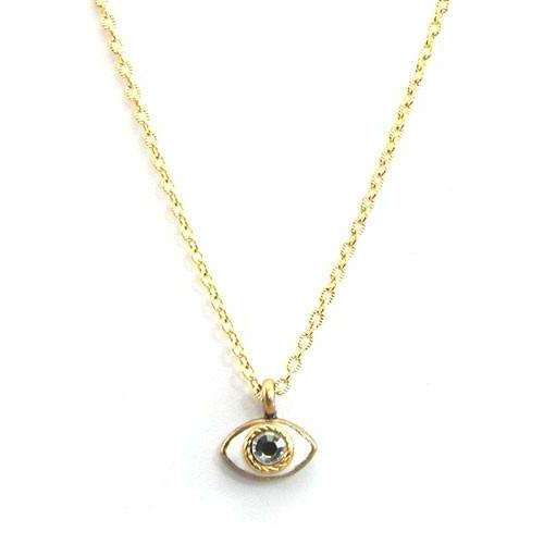 Michal Golan Tiny Gold and Enamel Evil Eye Pendant Necklace