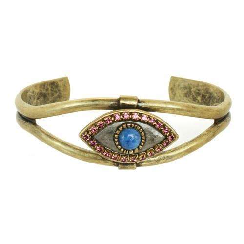 Michal Golan Gray Evil Eye Cuff Bracelet with Lapis Lazuli Center