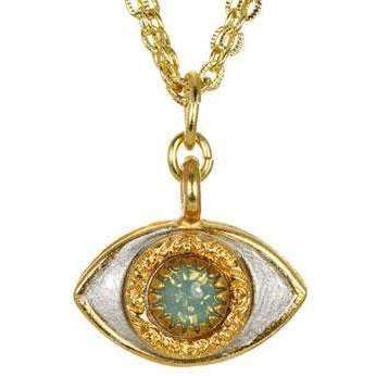 Michal Golan Jade, Gold and Silver Evil Eye Charm Necklace