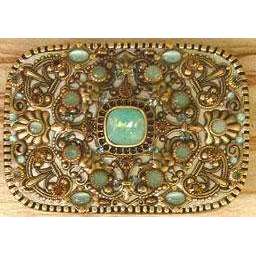 Michal Golan Pacific Opal Swarovski Crystals and Cat’s Eye Belt Buckle