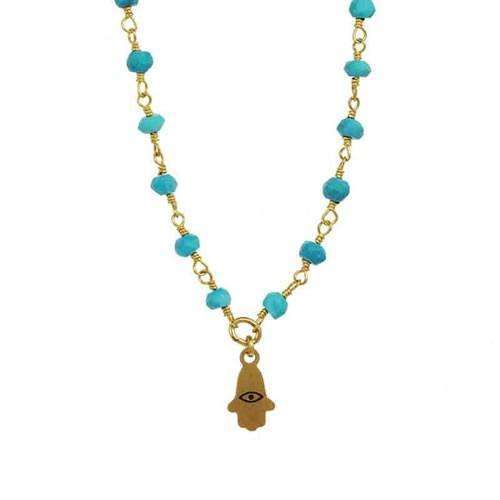 Michal Golan Petite Turquoise Hamsa Necklace