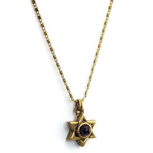Michal Golan Purple and Gold Star of David Necklace