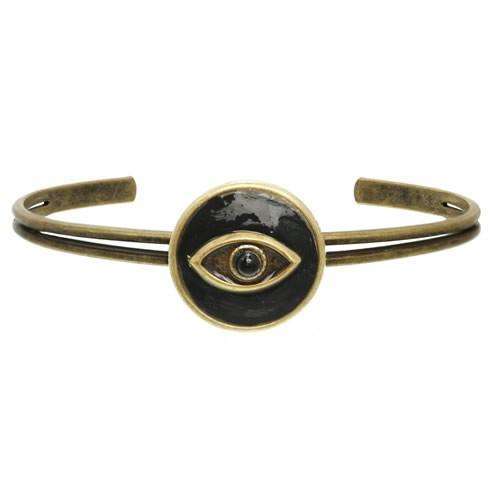 Michal Golan Round Black Evil Eye Cuff Bracelet