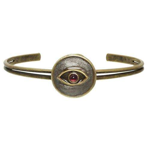 Michal Golan Round Red and Silver Evil Eye Cuff Bracelet