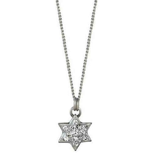 Michal Golan Silver and Crystal Star of David Necklace
