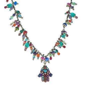 Michal Golan Small Bright Hamsa Necklace with Hang Beads
